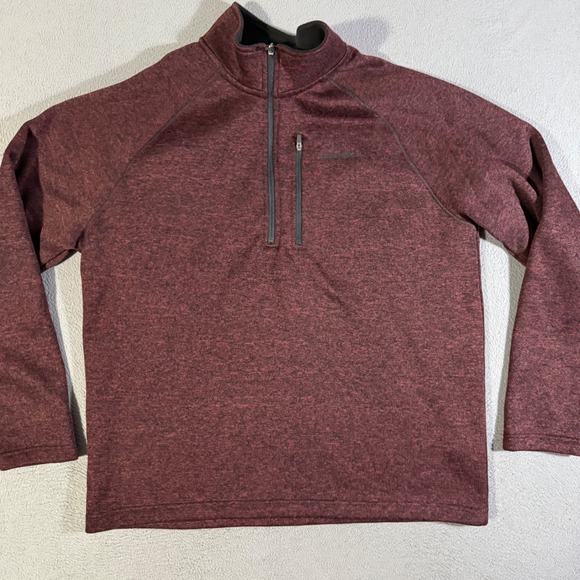 Eddie Bauer Mens Quarter Zip Pullover Long Sleeve Burgundy Casual Top Size XL - Picture 1 of 7